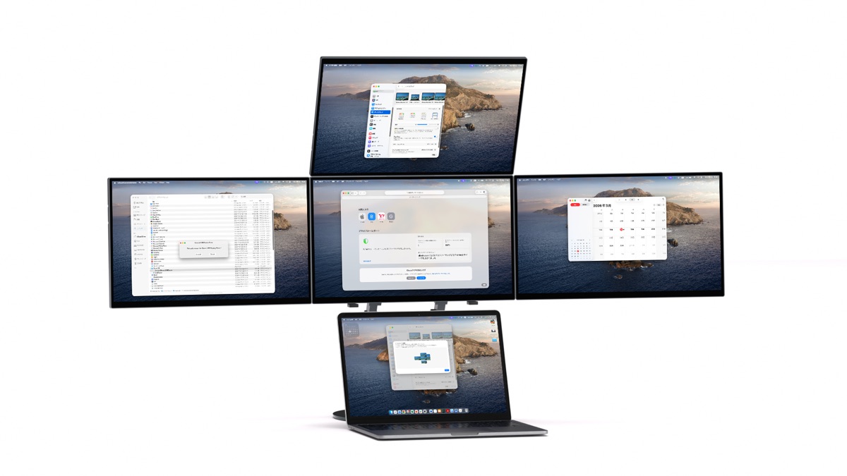 MacBook ile çalışan Ultrax Premium dörtlü monitör
