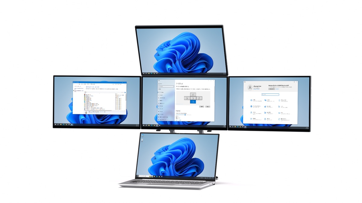 Windows dizüstü ile çalışan Ultrax Premium dörtlü monitör